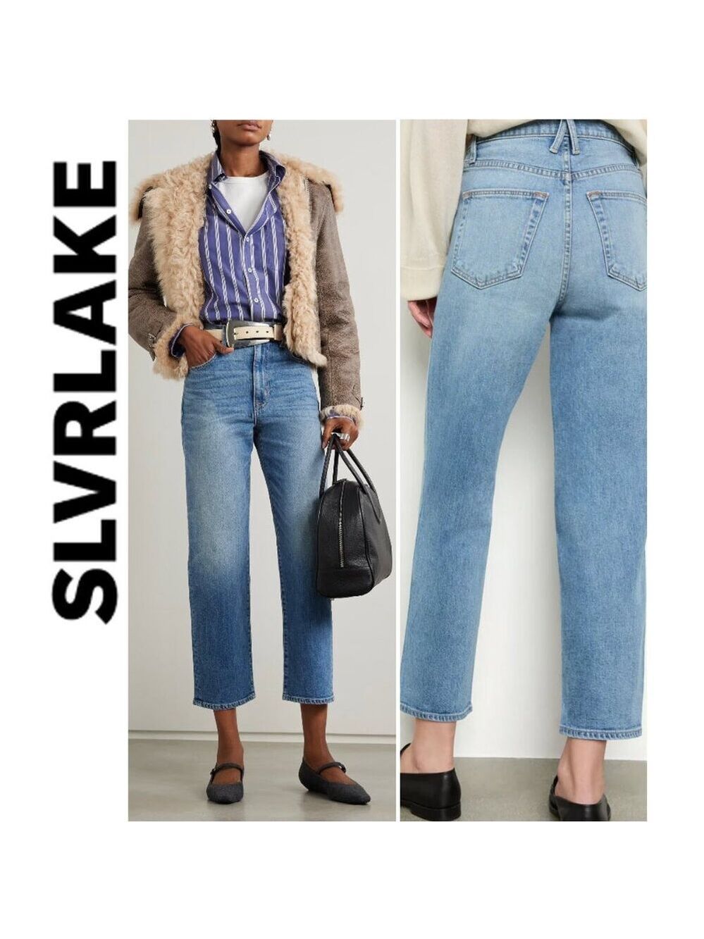 SLVRLAKE London Crop Jeans High-Rise Straight Light Blue Size 25